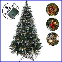 Luxury Green Artificial Pre-Lit Christmas Trees White Multi Leds Frosted Tips