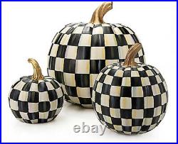 MACKENZIE CHILDS Mini COURTLY CHECK PUMPKIN Halloween Black White New