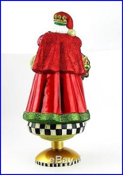 Mackenzie Childs Rare Medici Santa Tree Topper With Stand Christmas Ornament New