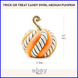 MACKENZIE-CHILDS Resin Pumpkin, Medium, Trick or Treat Candy Swirl Hand-Painte