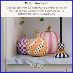 MACKENZIE-CHILDS Resin Pumpkin, Medium, Trick or Treat Candy Swirl Hand-Painte
