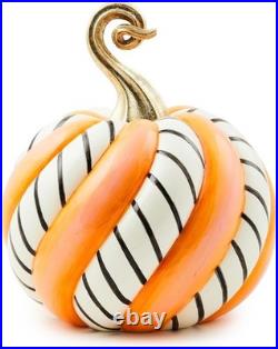 MACKENZIE-CHILDS Resin Pumpkin, Medium, Trick or Treat Candy Swirl Hand-Painte