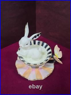 MACKENZIE-CHILDS Teacup Bunny, Cute Bunny Cup Figurine, Decorative Easter Rab