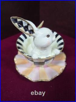 MACKENZIE-CHILDS Teacup Bunny, Cute Bunny Cup Figurine, Decorative Easter Rab