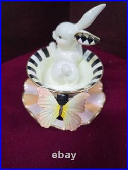 MACKENZIE-CHILDS Teacup Bunny, Cute Bunny Cup Figurine, Decorative Easter Rab