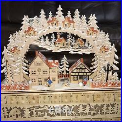 MARTHA STEWART Huge Wooden Christmas Advent Calendar Village Town Light-Up 24x24