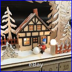 MARTHA STEWART Huge Wooden Christmas Advent Calendar Village Town Light-Up 24x24