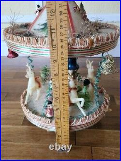 MCM STYROFOAM XMAS CAUROSEL WithRUBBER REINDEER PIPE CLEANER ELVES FOR REPAIR Read