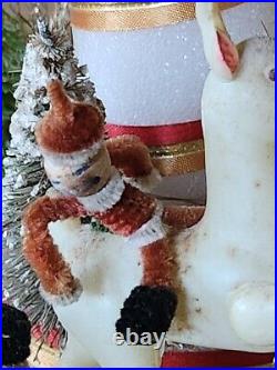 MCM STYROFOAM XMAS CAUROSEL WithRUBBER REINDEER PIPE CLEANER ELVES FOR REPAIR Read