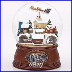 MEGA GLOBE Santa and Sleigh Flying Over Village With Driving Cars Snow Globe