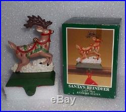 MIDWEST Cast Iron SANTA'S REINDEER Christmas STOCKING HOLDER Hanger In BOX