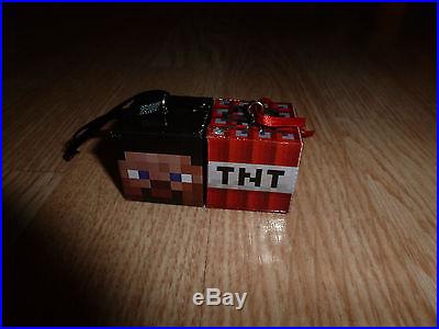 MINECRAFT INSPIRED~HAND MADE~STEVE & TNT~WOODEN~WOOD CHRISTMAS TREE ORNAMENTS