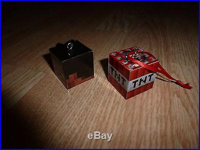 MINECRAFT INSPIRED~HAND MADE~STEVE & TNT~WOODEN~WOOD CHRISTMAS TREE ORNAMENTS