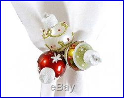 MINI GLITTER BALL ORNAMENT CHRISTMAS HOLIDAY NAPKIN RINGS SET of 4