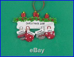 MITTEN FAMILY OF 4 PERSONALIZED HOLIDAY CHRISTMAS TREE ORNAMENT HOLIDAY GIFT