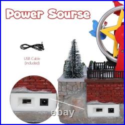 MUMTOP Christmas Village Amusement Park with Moving Skaters, Light Up Animate