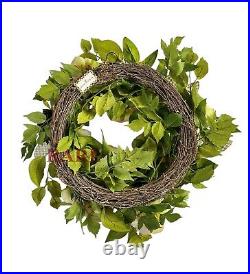 MacKenzie-Childs 23 Peony Wreath Courtly Check Leaves New