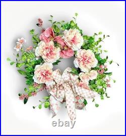 MacKenzie-Childs 24 Wreath Rosy Check Rose New