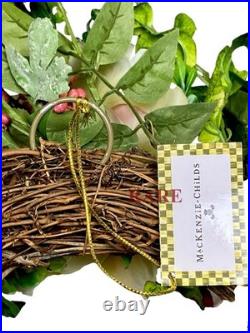 MacKenzie-Childs 24 Wreath Rosy Check Rose New