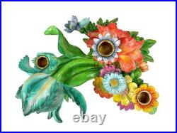 MacKenzie-Childs Aqua Flower Market 3 Candle Holder Centerpiece New No Box