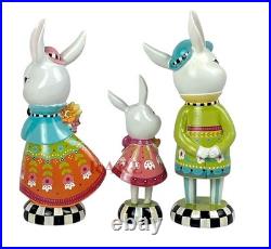 MacKenzie-Childs Calico Bunny Figures Set of Three 7.5 Tall New No Box MacKenzie-Childs Calico Bunny Figures Set of Three 7.5 Tall New No Box