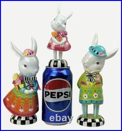 MacKenzie-Childs Calico Bunny Figures Set of Three 7.5 Tall New No Box MacKenzie-Childs Calico Bunny Figures Set of Three 7.5 Tall New No Box