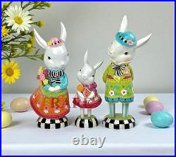 MacKenzie-Childs Calico Bunny Figures Set of Three 7.5 Tall New No Box MacKenzie-Childs Calico Bunny Figures Set of Three 7.5 Tall New No Box