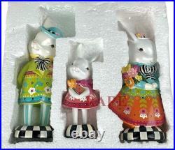 MacKenzie-Childs Calico Bunny Figures Set of Three 7.5 Tall New No Box MacKenzie-Childs Calico Bunny Figures Set of Three 7.5 Tall New No Box