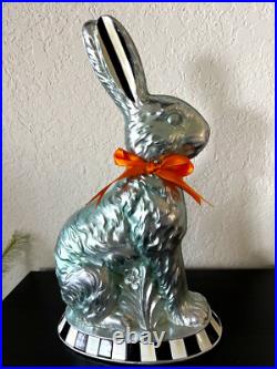 MacKenzie Childs Calico Foil Large Bunny Easter Decor Figure Courtly Stripe NEW