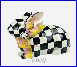 MacKenzie-Childs Courtly Check 10 Long Resting Bunny With Bow New No Box