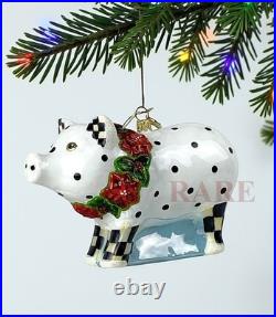 MacKenzie-Childs Cozy Christmas Pig Ornament 6 x 3.5 T Brand New in Box