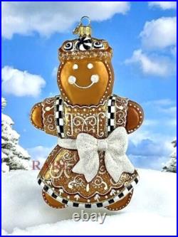 MacKenzie-Childs Farmhouse Gingerbread Girl Glass Ornament Brand New in Box