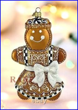 MacKenzie-Childs Farmhouse Gingerbread Girl Glass Ornament Brand New in Box