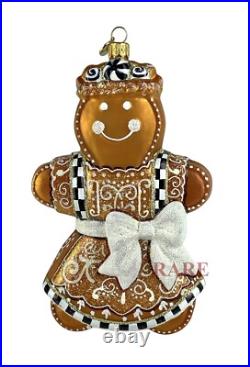 MacKenzie-Childs Farmhouse Gingerbread Girl Glass Ornament Brand New in Box