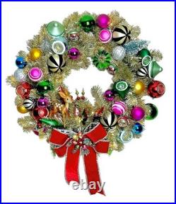 MacKenzie-Childs Granny Kitsch Illuminated Christmas Wreath Ornaments New No Box
