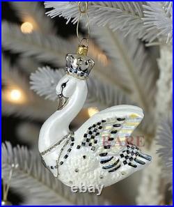 MacKenzie-Childs Her Majesty Swan Glass Ornament 5.5 Tall Brand New in Box