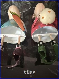 MacKenzie Childs Hip Hop Set Bunny Figurines Metal Easter Decor Rabbit Whimsical MacKenzie Childs Hip Hop Set Bunny Figurines Metal Easter Decor Rabbit Whimsical