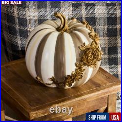 MacKenzie-Childs Mocha Stripe Floral Garland Pumpkin