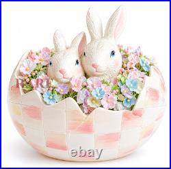 MacKenzie-Childs Rosy Check Peekaboo Egg Bunny Flowers New No Box MacKenzie-Childs Rosy Check Peekaboo Egg Bunny Flowers New No Box