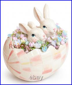 MacKenzie-Childs Rosy Check Peekaboo Egg Bunny Flowers New No Box MacKenzie-Childs Rosy Check Peekaboo Egg Bunny Flowers New No Box