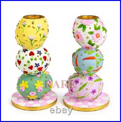 MacKenzie-Childs Set of TWO Patience Brewster Egg Candle Holders New Box