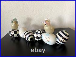 MacKenzie-Childs Spring Chick Egg Decor Easter Figurine Courtly Check/Stripe NEW