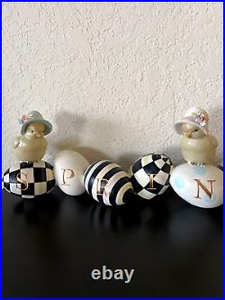 MacKenzie-Childs Spring Chick Egg Decor Easter Figurine Courtly Check/Stripe NEW