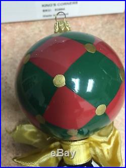 MacKenzie Childs Xmas Christmas Handblown Glass WHimsical Ornament Set Of 2