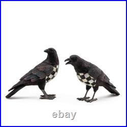 MacKenzie Childs courtly check Spellbound Ravens set of 2, 9L 5.25H NEW in Box