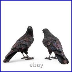 MacKenzie Childs courtly check Spellbound Ravens set of 2, 9L 5.25H NEW in Box