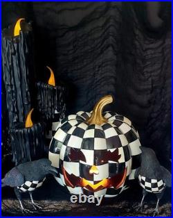 MacKenzie Childs courtly check Spellbound Ravens set of 2, 9L 5.25H NEW in Box