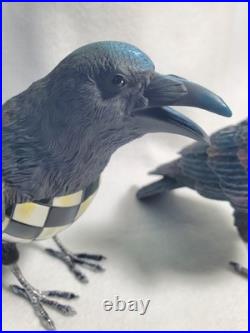 MacKenzie Childs courtly check Spellbound Ravens set of 2, 9L 5.25H NEW in Box