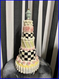 Mackenzie Childs 16.5 Tall Rose Garden Cake Courtly Check Brand NewNo box