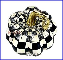 Mackenzie-Childs 8.75 Tall Beaded Courtly Check Medium Pumpkin New